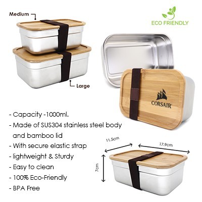 Bamboo SUS304 Lunch Box M Size - 1L 11
