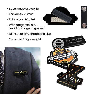 Black Acrylic Name Tag with Magnetic Back 11