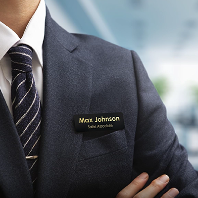 Black Acrylic Name Tag with Magnetic Back 03