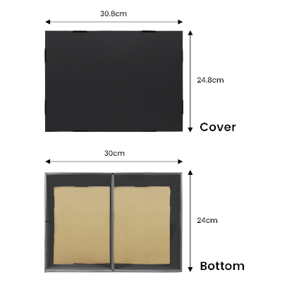 Black Gift Box 2 Compartment with Shredded Paper- M Size 07