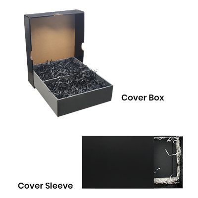 Black Gift Box 2 Compartment with Shredded Paper- M Size 05