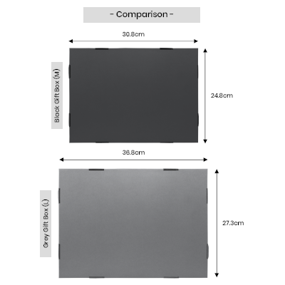 Black Gift Box 3 Compartment with Shredded Paper- M Size 09