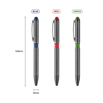 Color Tone Press Action Metal Ball Pen with Stylus 08