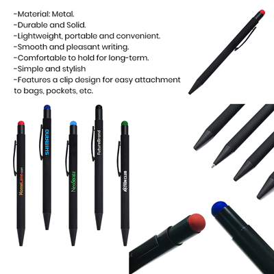 COLOUR Press Action Metal Ball Pen with Stylus 12