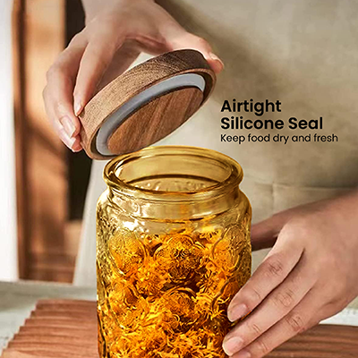 COLOUR Wooden Lid Glass Canister - 700ml 05