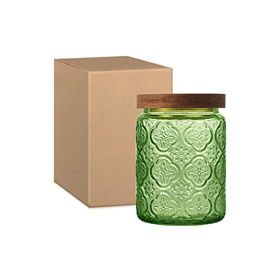 COLOUR Wooden Lid Glass Canister - 700ml 08