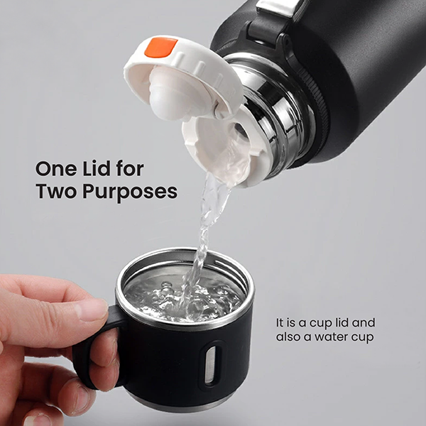 CUP Stainless Steel Vacuum Thermos Flask with Handle - 600ml 06