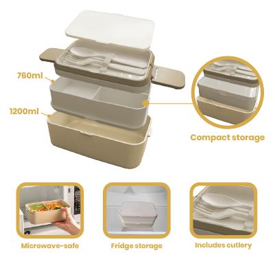 ECO Bamboo 2 Tier Lunch Box - 1200ml 06