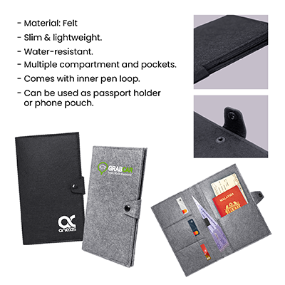 Felt Passport Multi-purpose Pouch with Pen Loop 10