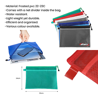 Frosted PVC Organizer with Net Divider  – A4 Size 08