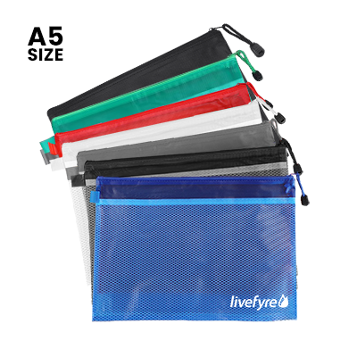 Frosted PVC Organizer with Net Divider – A5 Size 01