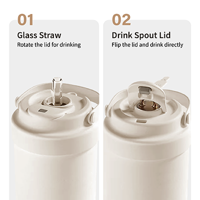 GOLD Dual Lid 316 S.Steel Bottle with Straw Handle – 500ml 06