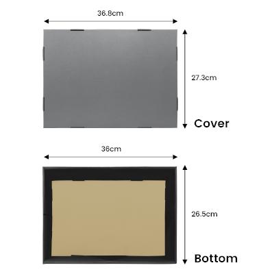 Grey Gift Box 1 Compartment with Shredded Paper- L Size 06