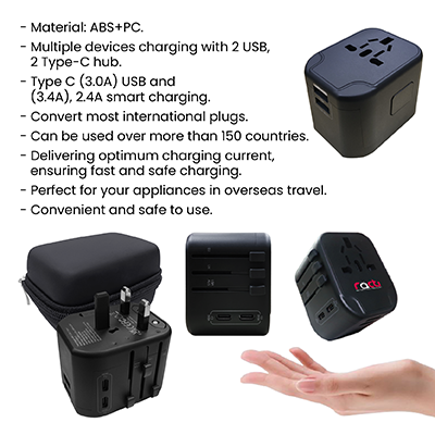 INNOV Travel Adapter 2 Type-C + 2 USB Smart Charger 10