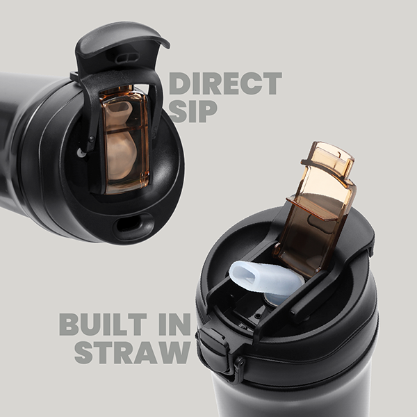 LINK Dual Lid 316 S.Steel Bottle with Straw - 600ml 05