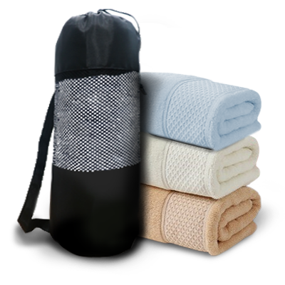 LUFY Full Cotton Bath Towel with Drawstring Pouch (1400x700) - 380g 06