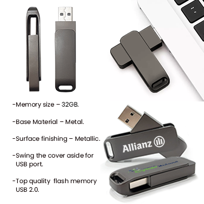 Metal Swing Black USB Flash Drive - 32GB 09