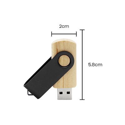 Metal Swivel Black Wooden USB Flash Drive – 16GB 08