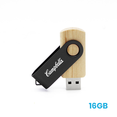 Metal Swivel Black Wooden USB Flash Drive – 16GB 01