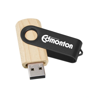 Metal Swivel Black Wooden USB Flash Drive – 32GB 05