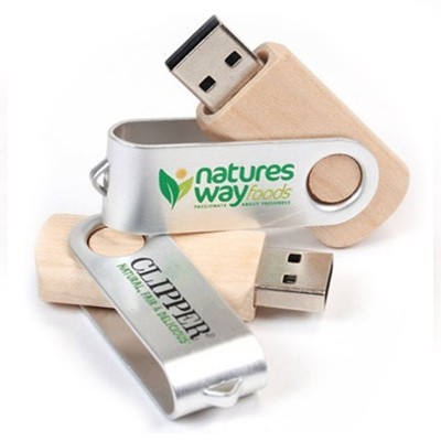 Metal Swivel Wooden USB Flash Drive - 16GB 06