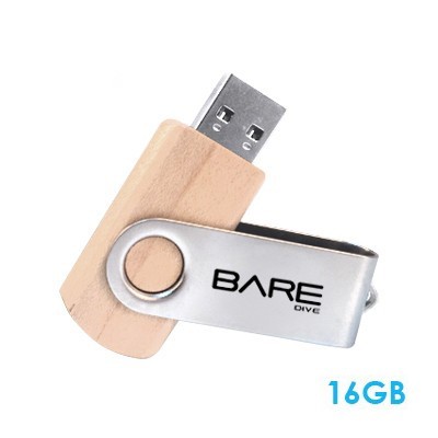 Metal Swivel Wooden USB Flash Drive - 16GB 01