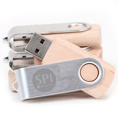 Metal Swivel Wooden USB Flash Drive - 16GB 03