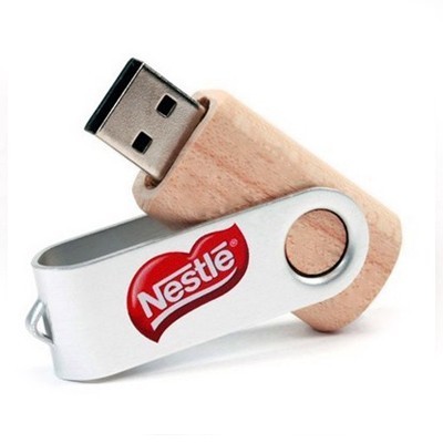 Metal Swivel Wooden USB Flash Drive - 32GB 05