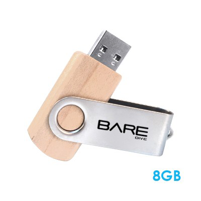 Metal Swivel Wooden USB Flash Drive - 8GB 01
