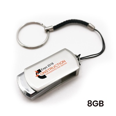 Mini Metal Swivel USB flash drive with HP Strap - 8GB 01