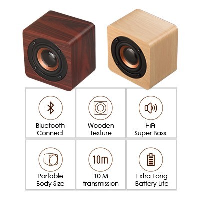 Mini Wooden PURE Sound Bluetooth Speaker - 800mAh Battery 05