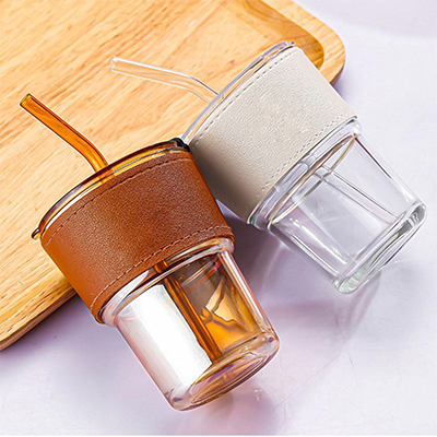 MONTE 2 Premium Color Glass Mug with PU Sleeve- 400ml 05