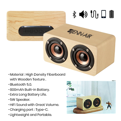 Nelson Wooden Bluetooth Speaker - 800mAh Battery 11