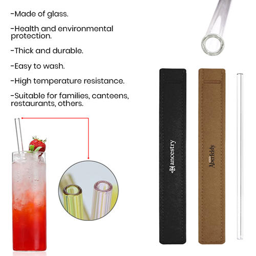 Premium Glass Straw (8×220) with Straw Felt Pouch Set 09