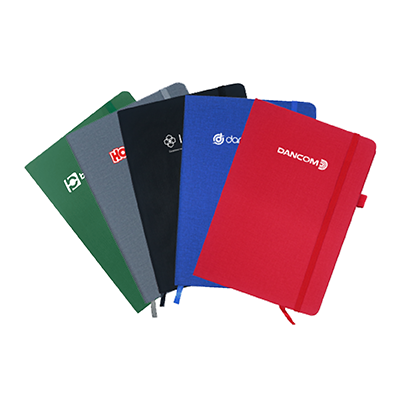 PU Fabric Hard Cover A5 Notebook with Pen Loop 01