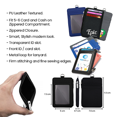 PU ID Holder with Open Zippered Wallet 11
