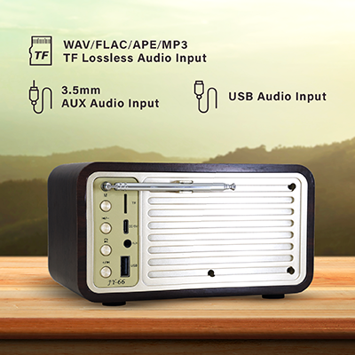 Retro Wooden Bluetooth Speaker with FM Radio – 1800mAh Battery 05