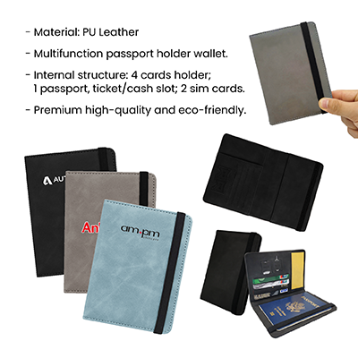 RFID Leather Travel Passport with Cards Holder 12