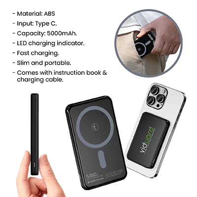SLIM Magnetic 15W Wireless Power Bank - 5000mAh 13
