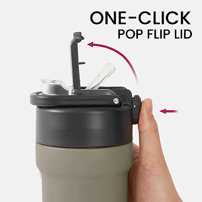 TIGO Stainless Steel Bottle with Straw Carry Handle - 680ml 04