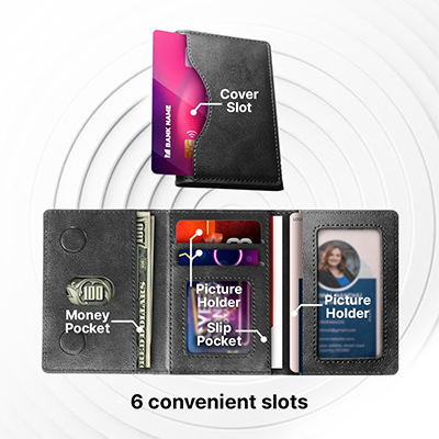TRIFOLD PU Magnetic Wallet with RFID Block 06