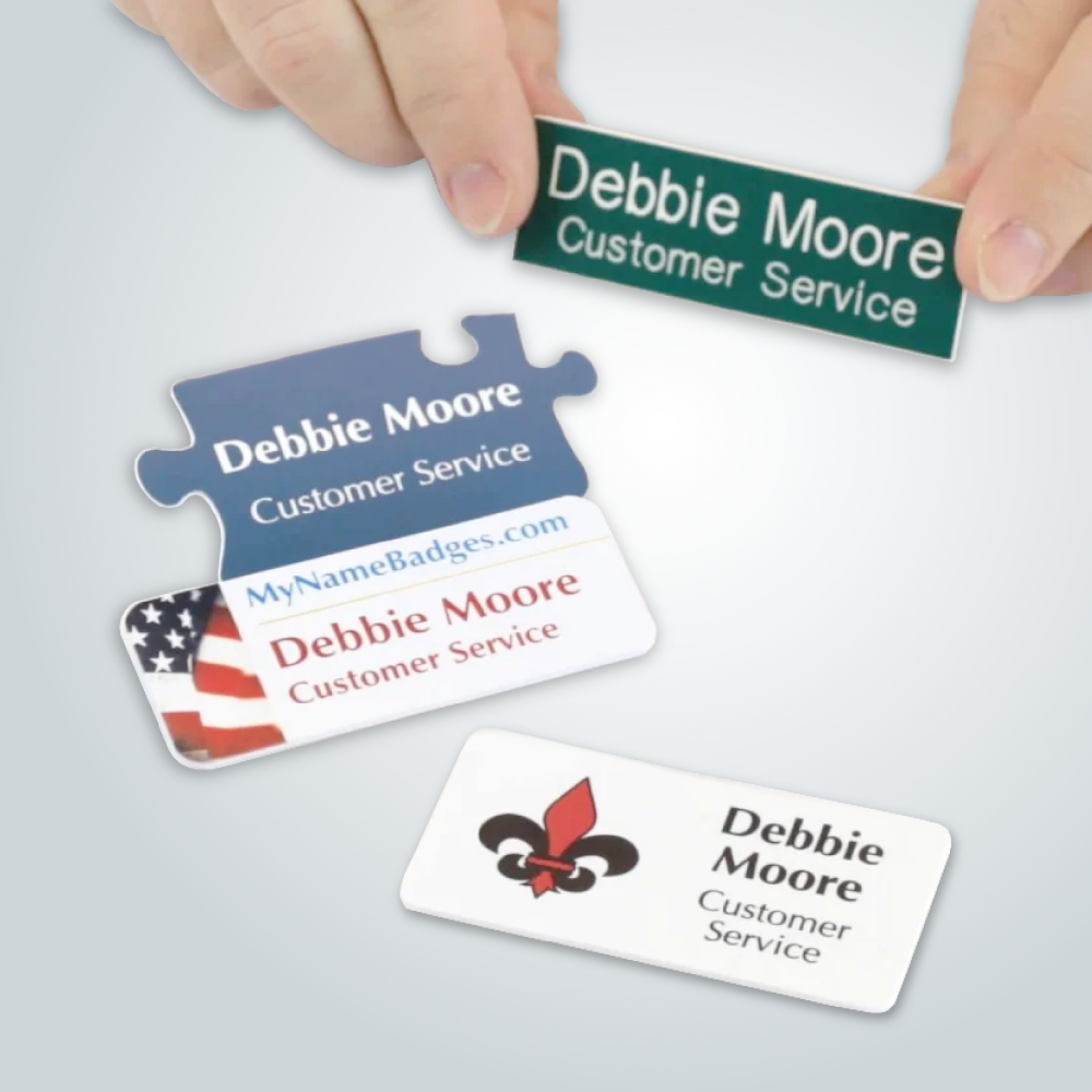 White Acrylic Name Tag with Magnetic Back 03