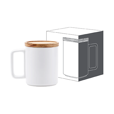Wooden Cap Ceramic Mug - 450ml 12