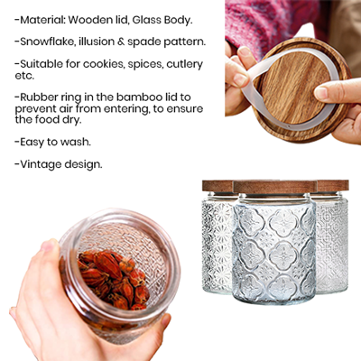 Wooden Lid Glass Canister - 700ml 13