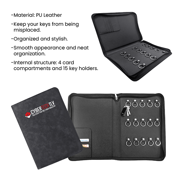 Zippered 15 Key Leather Organizer with Cards Holder 07