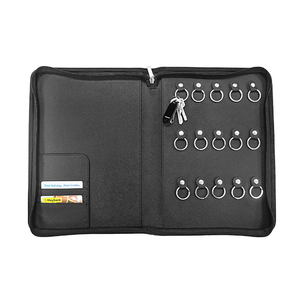 Zippered 15 Key Leather Organizer with Cards Holder 04